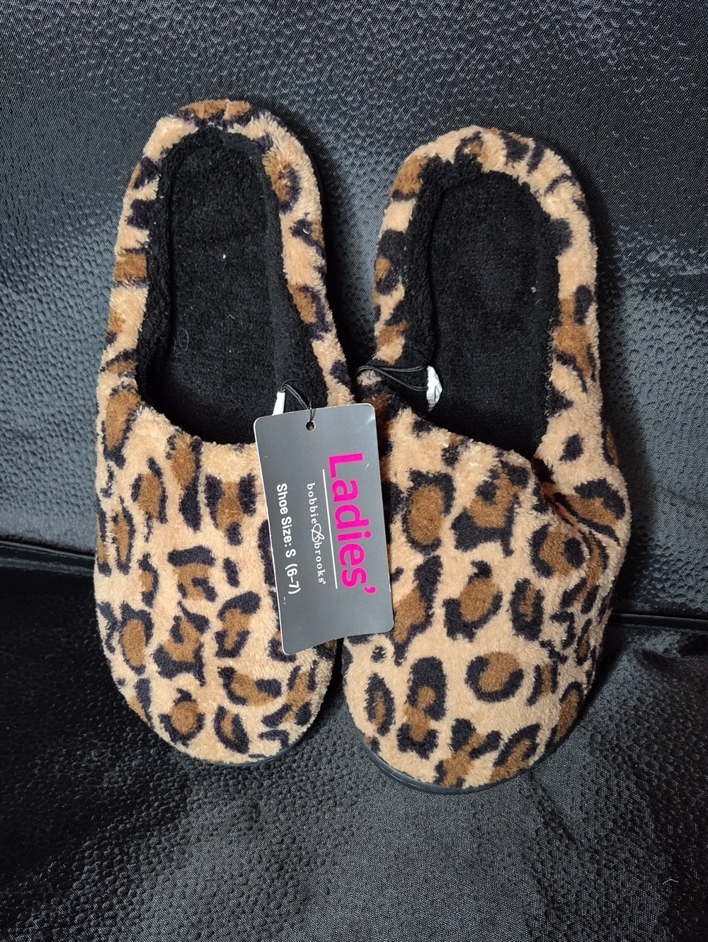 Bobbie Brooks Small 6-7 Leopard Print Mule Slipper - New